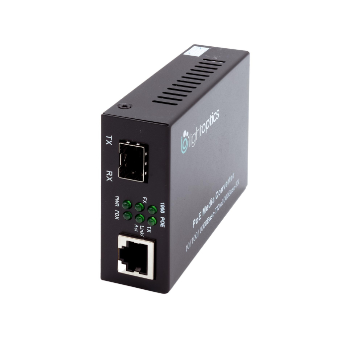 Media converter PoE 1x 10/100/1000Base-T RJ45, 1x 1000M SFP 