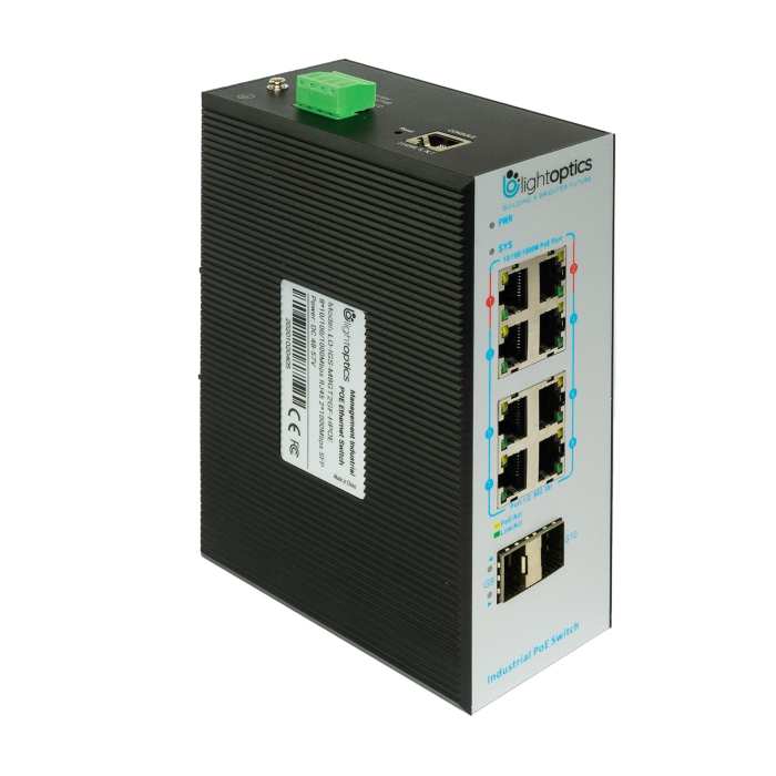 Managed Industrial Switch HiPoE Switch 8*10/100/1000Base-T RJ45, 2*1000M fiber ports (SFP)